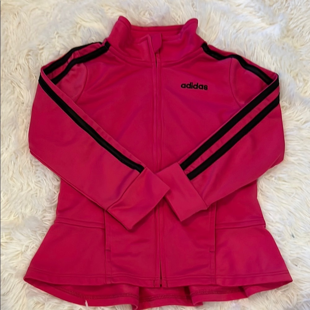 Kids Adidas Fuchsia Jacket with Black Stripes 3T